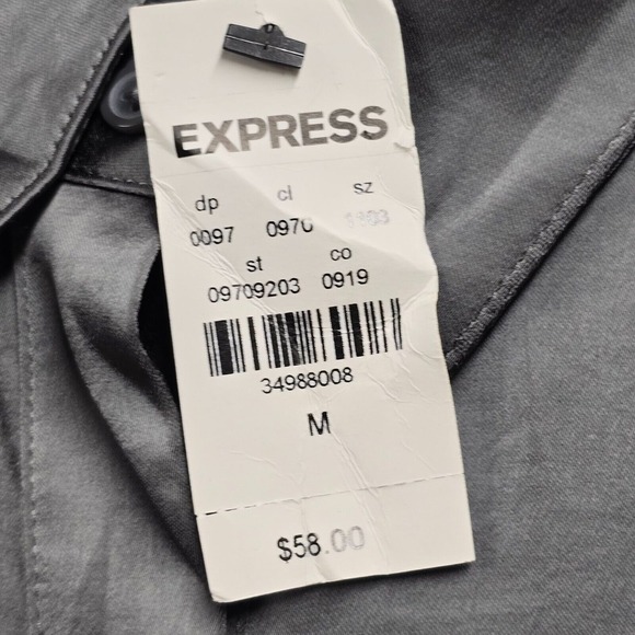 Express Portofino Shirt Womens‎ Medium Gray Satin Polyester Button Up Office - Picture 5 of 14